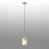 Lino Ribbed Light Gold & Amber Narrow Line Pendant Light