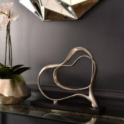 Libra Abstract Double Heart Aluminium Sculpture