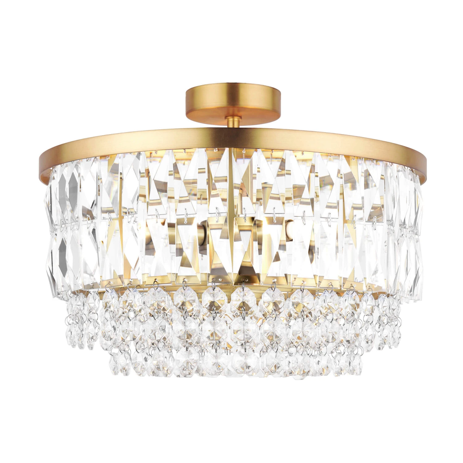 Laura Ashley Rhosill Matt Gold & Crystal 3 Light Semi Flush Ceiling Light 3 Laura Ashley Rhosill Matt Gold & Crystal 3 Light Semi Flush Ceiling Light - Image 3