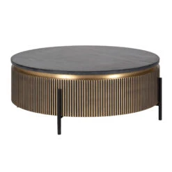 Ivette Round Gold & Black Marble Coffee Table -Housingunits ec52c8d7c2447b52ed3b8840c710b3c7
