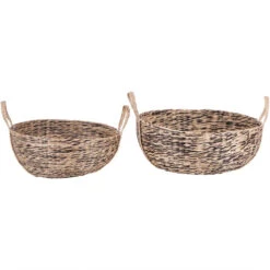 Hanoi Set Of Two Circular Seagrass Baskets With Handles