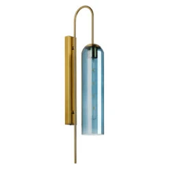 Ariah Blue Single Ribbed Glass Wall Light -Housingunits ede9ad682d054b25dfccdc431ad17cb5