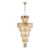 Annas French Gold & Champagne Crystal Glass 17 Light Tall Pendant