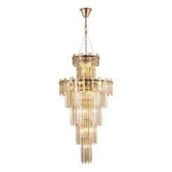 Annas French Gold & Champagne Crystal Glass 17 Light Tall Pendant