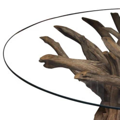 Java Reclaimed Teak 130cm Round Dining Table & 4 Toby Brown Faux Leather Chairs -Housingunits ee7136da75d1ed6aab4679027cfce0a9