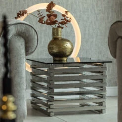 Metz Square Smoked Glass End Table