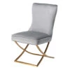 Olivia James Hemingway Grey Velvet Dining Chair With Brushed Gold Legs