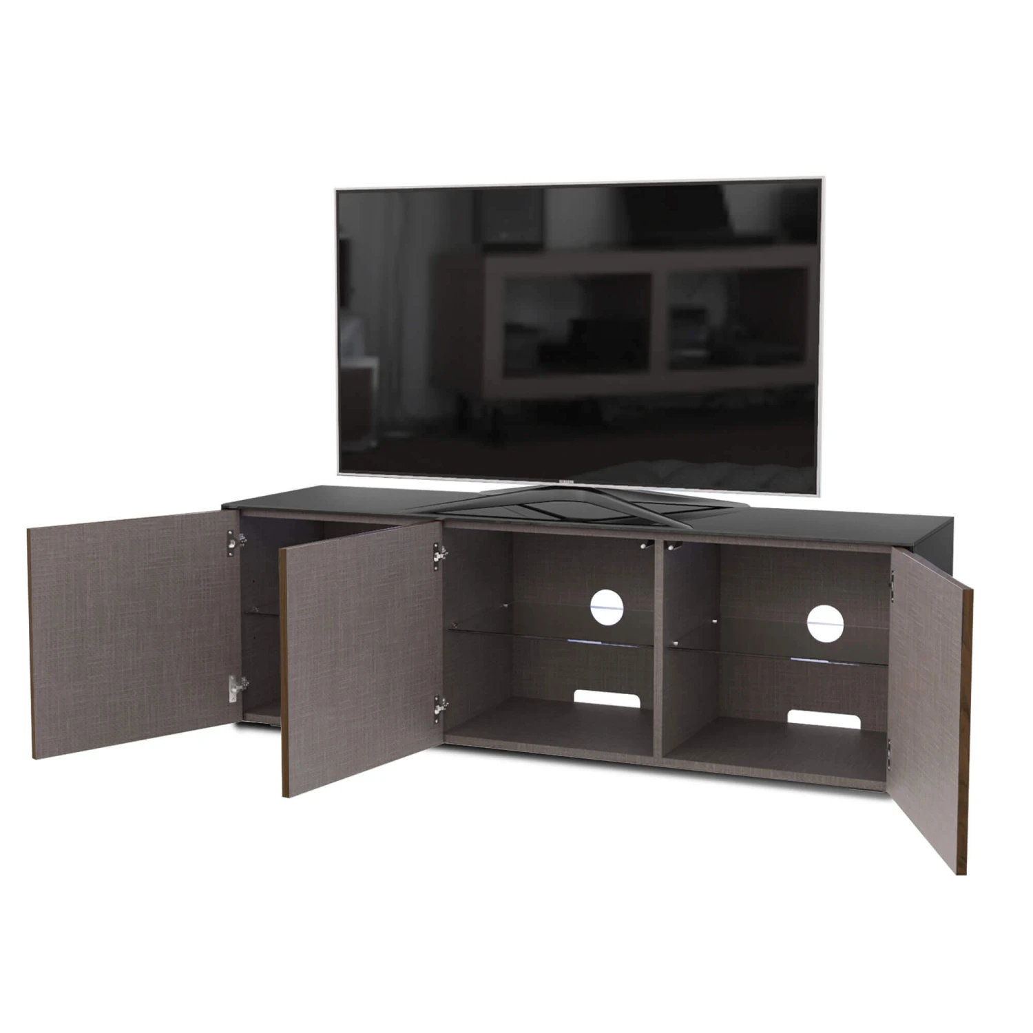 Frank Olsen Intelligent 150cm Black Gloss & Walnut TV Unit 2 Frank Olsen Intelligent 150cm Black Gloss & Walnut TV Unit - Image 2