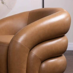 Glass House Arlo Brown Leather Swivel Chair -Housingunits f0c18079018790976099b78c966e40bb