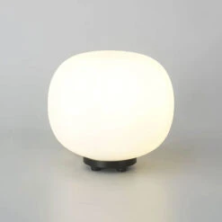 Henrik Matt Black & Frosted White Small Oval Glass Table Lamp