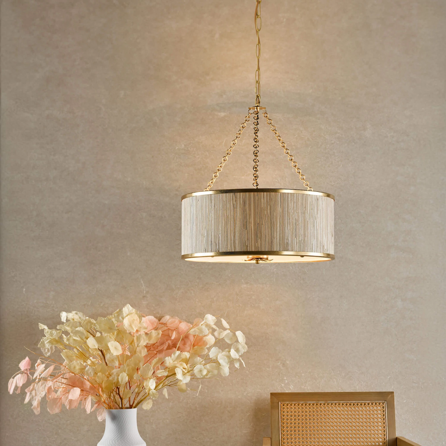 Fenella Gold & Seagrass 5 Light Pendant 1 Fenella Gold & Seagrass 5 Light Pendant