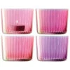 Gems Set Of 4 Garnet Ribbed Glass Tealight Holders