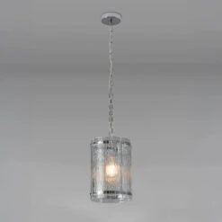Alonza Polished Chrome & Clear Rippled Glass Pendant Light