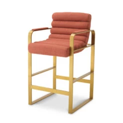 Eichholtz Olsen Orange Fabric Counter Bar Stool