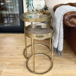 Libra Vienna Atlas Set Of 2 Side Tables In Antique Gold -Housingunits f31d9e447ac82e3b417871348d0b4bde