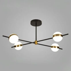 Mantra Cuba Black & Gold Semi Flush Ceiling Light