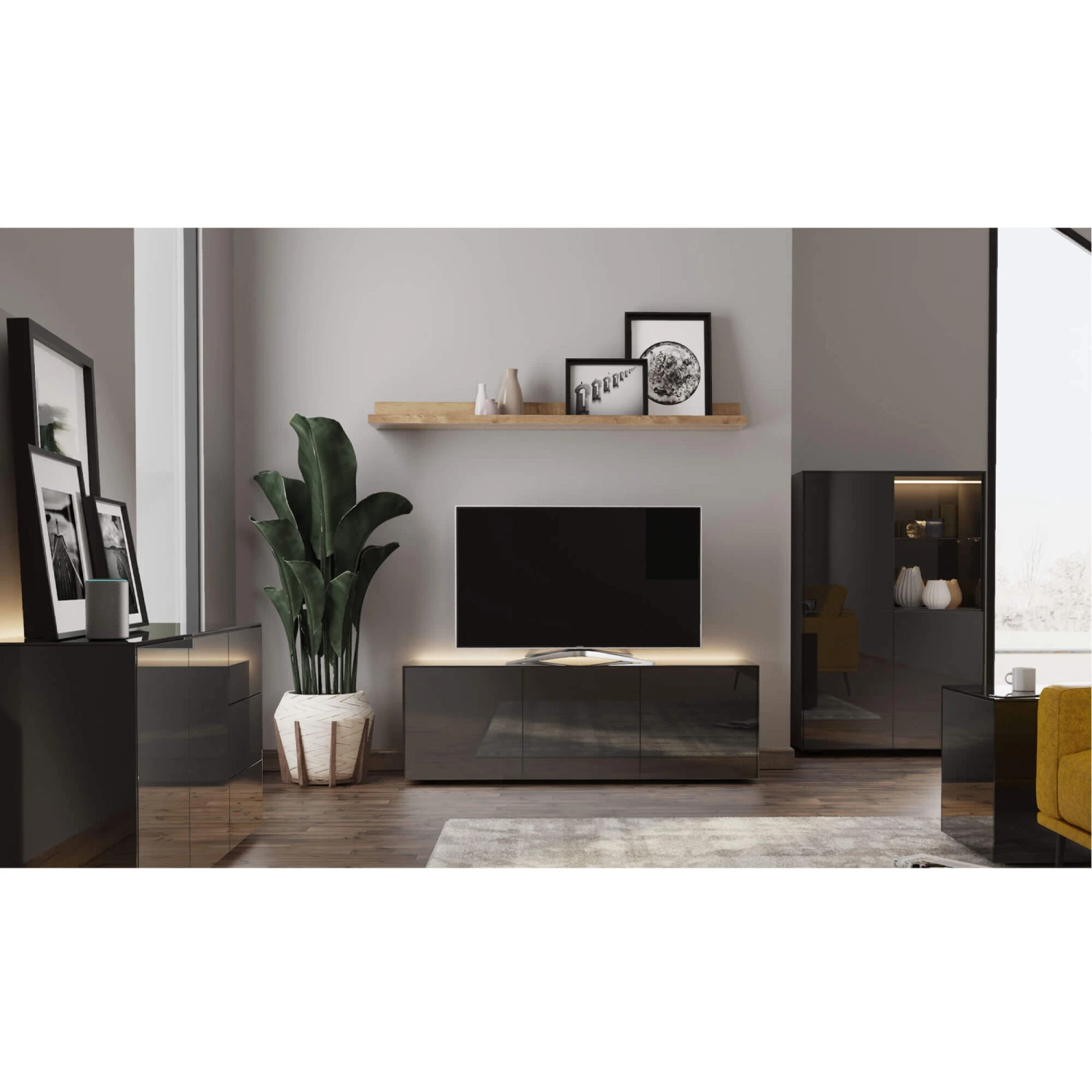 Frank Olsen Intelligent 150cm Black Gloss TV Unit 2 Frank Olsen Intelligent 150cm Black Gloss TV Unit - Image 2