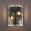 Alonza Matt Black & Clear Wide Ribbed Glass 2 Light Wall Light
