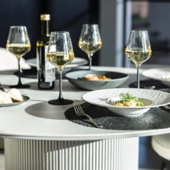 Irina White Marble Effect 119.5cm Round Dining Table And Futura Cloud White Boucle Fabric Dining Chair -Housingunits f4c88b2fa1480152769fa47bc81e6d4f