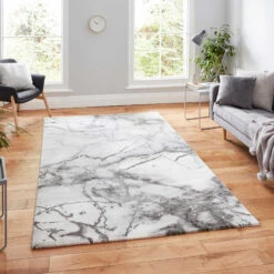Craft Ivory & Silver Marble 160cm X 220cm Rug