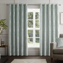 Chateau Duck Egg Eyelet 66" X 54" Curtains