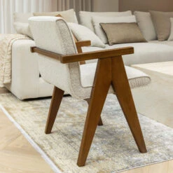 Viviana A-Line Wood & Natural Fabric Accent Chair -Housingunits f687618beb89d8474f677d4c7ddc6678