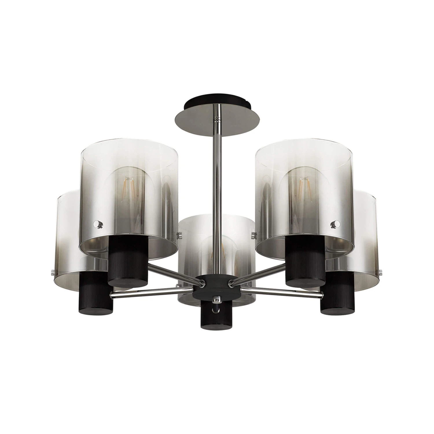 Chelsea Satin Black & Smoked 5 Light Semi Flush Ceiling Light 2 Chelsea Satin Black & Smoked 5 Light Semi Flush Ceiling Light - Image 2
