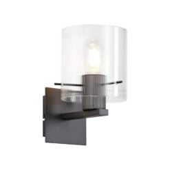 Lino Ribbed Dark Grey & Clear Narrow Line Glass Wall Light 8 Lino Ribbed Dark Grey & Clear Narrow Line Glass Wall Light -Housingunits f7a0ec600e23cbb060048ac713e3aaaa
