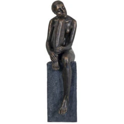 Libra Bronze Effect Thinking Lady Sculpture