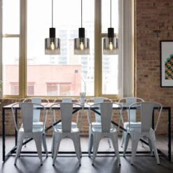 Chelsea Satin Black & Smoked Triple Light Bar Pendant