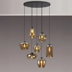 Davis Amber 7 Light Oval Pendant