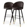 Eichholtz Cooper Roche Set Of 2 Dark Grey Velvet Bar Stools