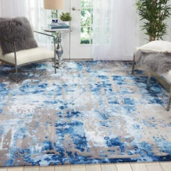 Prismatic Blue Grey 297 X 236cm Wool Rug