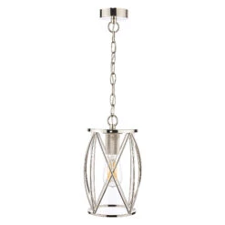 Laura Ashley Beckworth Polished Nickel Lantern Pendant Light