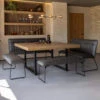 Malmo Square Dining Table With 4 Clarence Grey Faux Leather Dining Benches