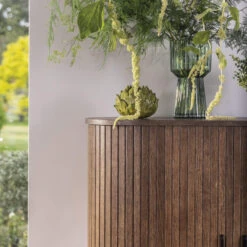 Annika Smoked Oak Slatted Sliding 2 Door Cabinet -Housingunits fc0c7e262367c1a5ec82e7e7fccb1681