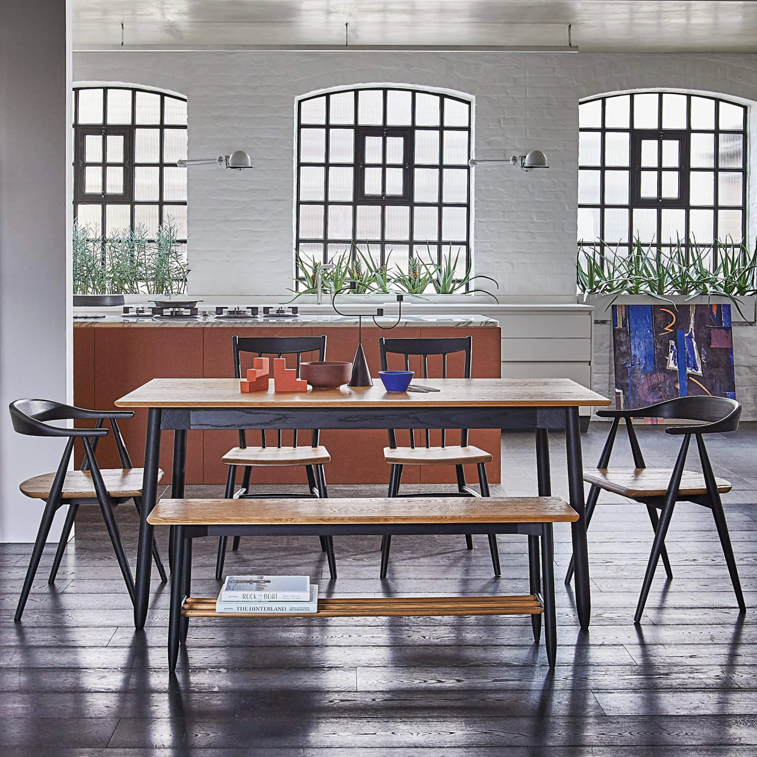 Ercol Monza Black Oak Dining Bench 2 Ercol Monza Black Oak Dining Bench - Image 2