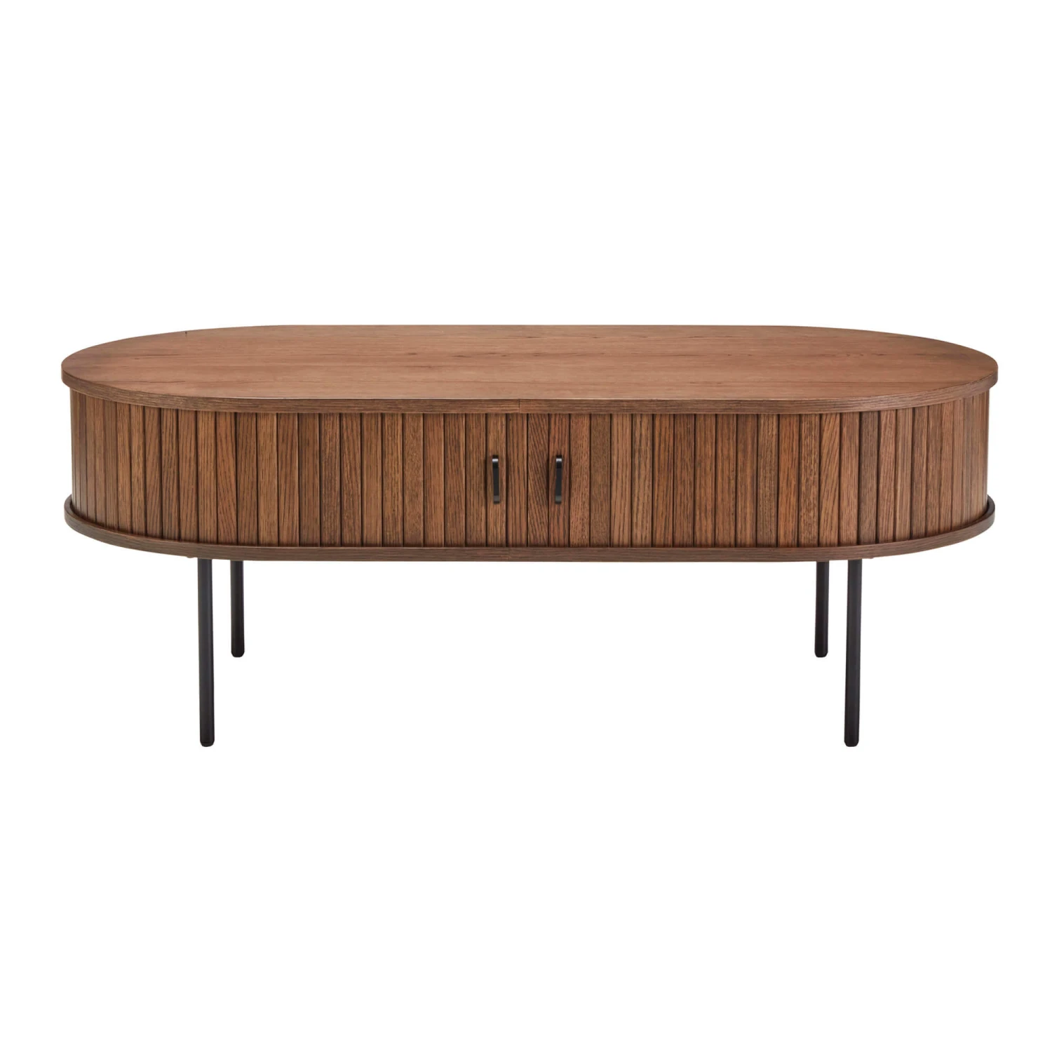 Annika Smoked Oak Slatted Sliding 2 Door Coffee Table 4 Annika Smoked Oak Slatted Sliding 2 Door Coffee Table - Image 4