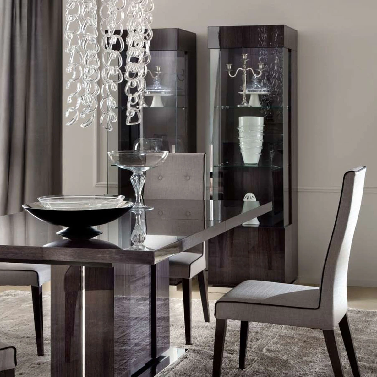 Monza Koto Grey High Gloss Right Hand Facing Single Door Vitrine 2 Monza Koto Grey High Gloss Right Hand Facing Single Door Vitrine - Image 2