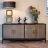 Stellar 4 Door Grey Shagreen Sideboard