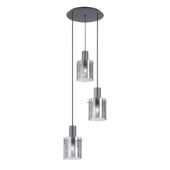 Lino Ribbed Dark Grey & Smoke Wide Line 3 Light Pendant -Housingunits fe11d397b8371fbd5bf1a6e02381b0d9