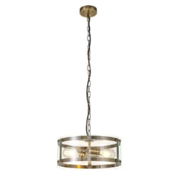 Alonza Antique Brass 2 Light Pendant With Glass Shade