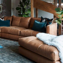 Alexander & James Tod Camel Leather Footstool -Housingunits ffec3e5fd619b7c55a64937d43f23a4a